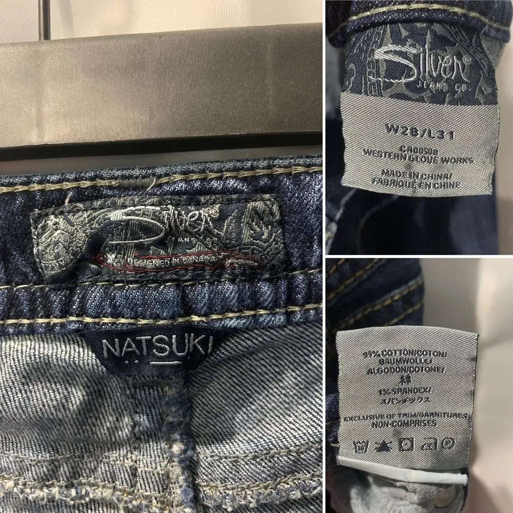 Silver Natsuki Women's Size 28/31 Dark Wash Causal Distressed Bootcut Jeans
